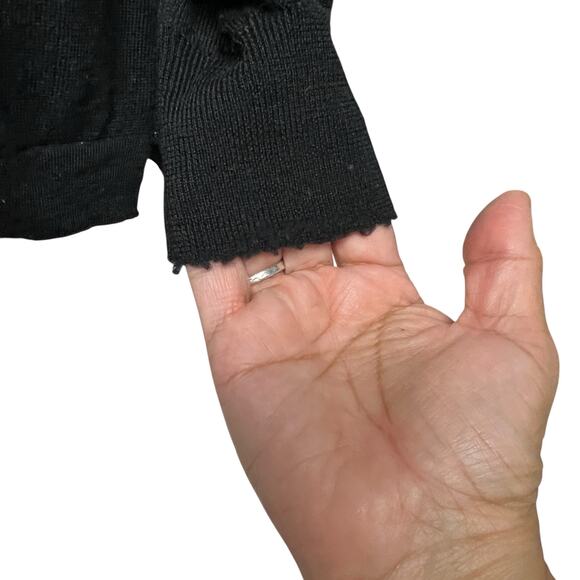 Linea Uomo Mens Black 100% Merino Wool V-Neck Light Sweater Size US Large EU 52 - Picture 8 of 8